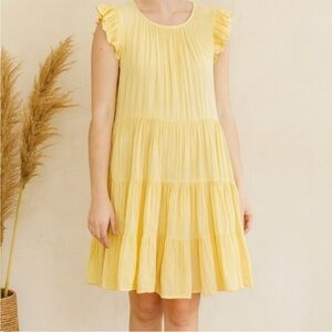 Yellow Ruffled Sleeveless Dress